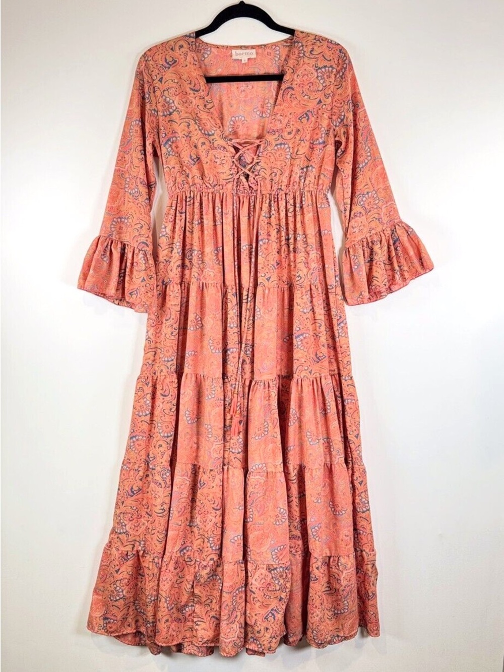 Anthropologie Revolve Boemo Maxi Dress with Ruffle Sleeves
